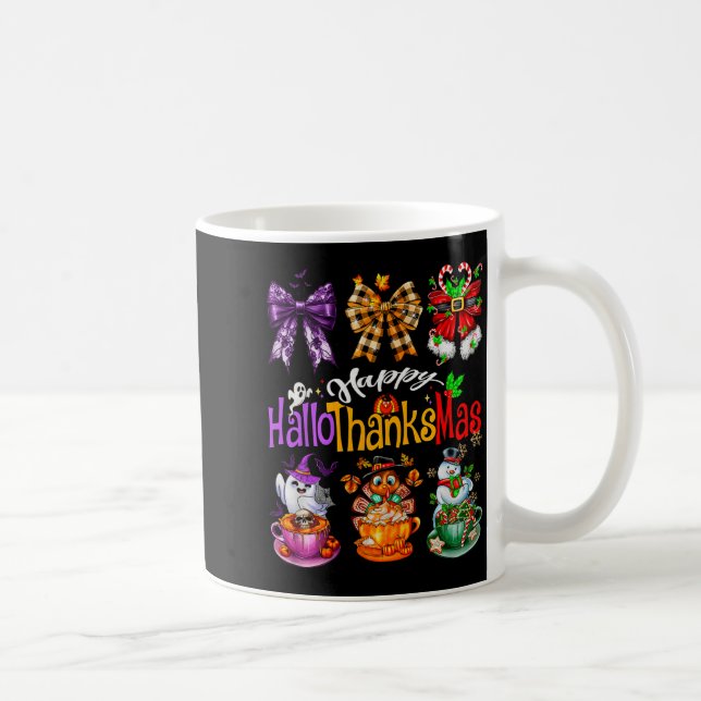 Mug Happy Hallothanksmas Coquette Bow Coffee Latte Can (Droite)