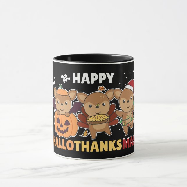 Mug Happy Hallothanksmas Deers Christmas Deer (Centre)