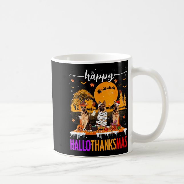 Mug Happy Hallothanksmas Halloween Xmas German Shepher (Droite)