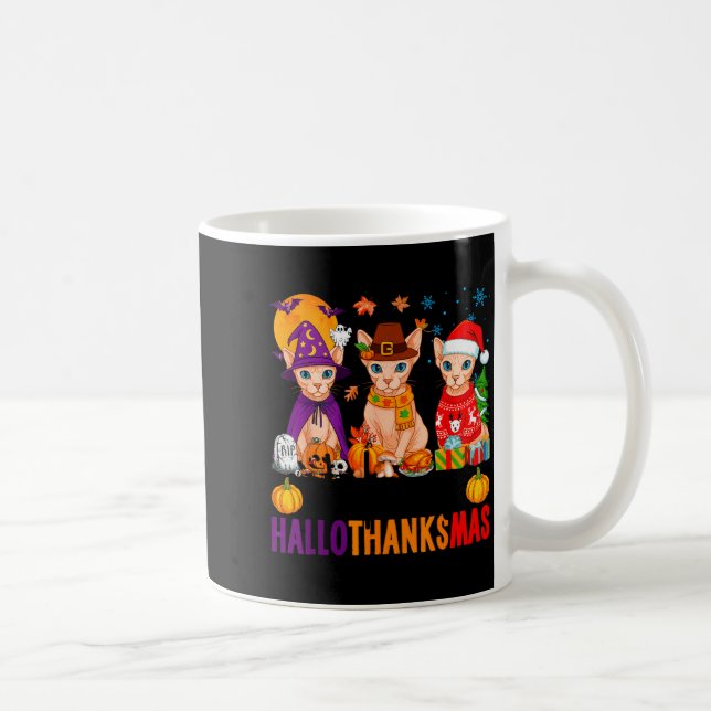 Mug Happy Hallothanksmas Sphynx Cats Halloween Thanksg (Droite)