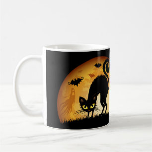 Mug Happy Halloween chat noir éffrayant hanté chauves-