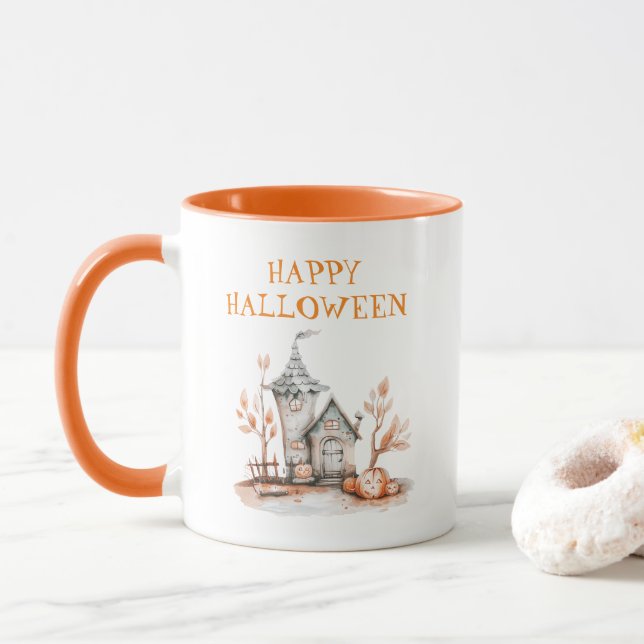 Mug Happy Halloween Haunted House (Avec donut)