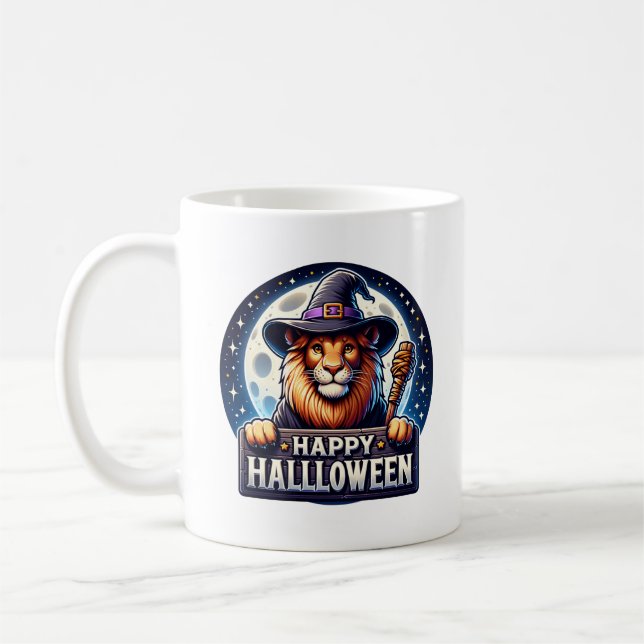 Mug Happy Halloween Lion Coffee Mug, Animal Gift (Gauche)