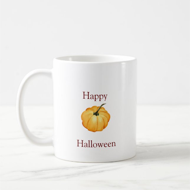 Mug Happy Halloween orange citrouille aquarelle (Gauche)
