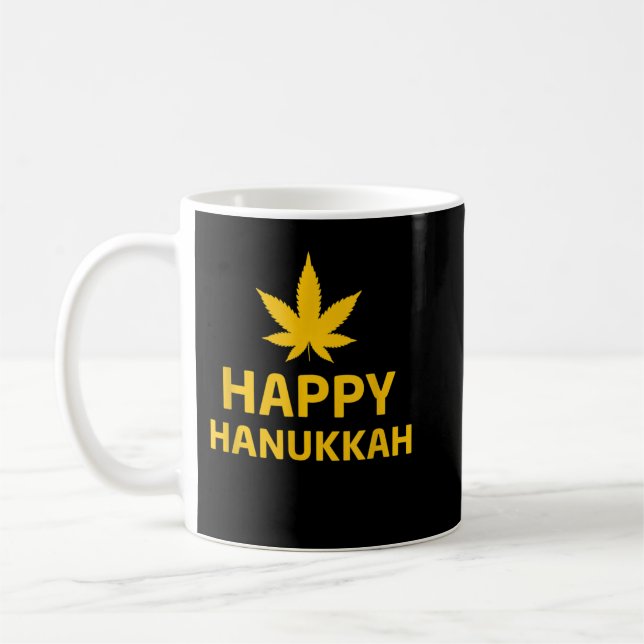 Mug Happy Hanoukka Weed Leaf Menorah Latkes Jewish Sto (Gauche)