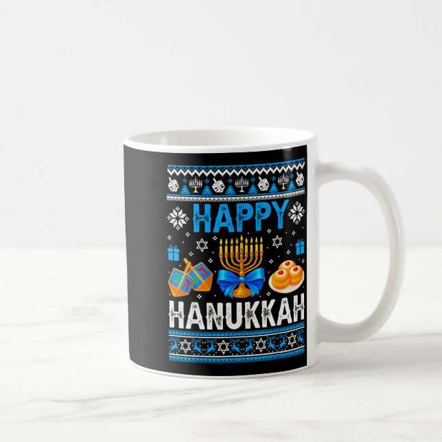 Mug Happy Hanukkah Menorah Dreidel Ugly Chanukah Pajam (Droite)