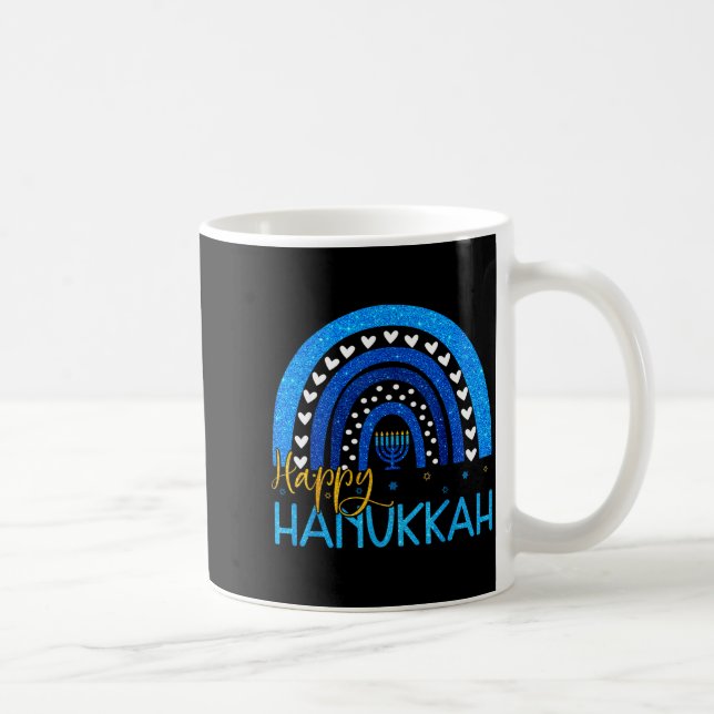 Mug Happy Hanukkah Menorah Rainbow Jewish Gift Women K (Droite)