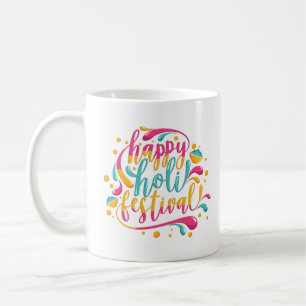 Mug Happy Holi Festival avec couleur et peinture en po