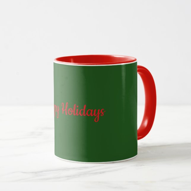 Mug Happy Holidays Green with Red Trim, (Devant droit)