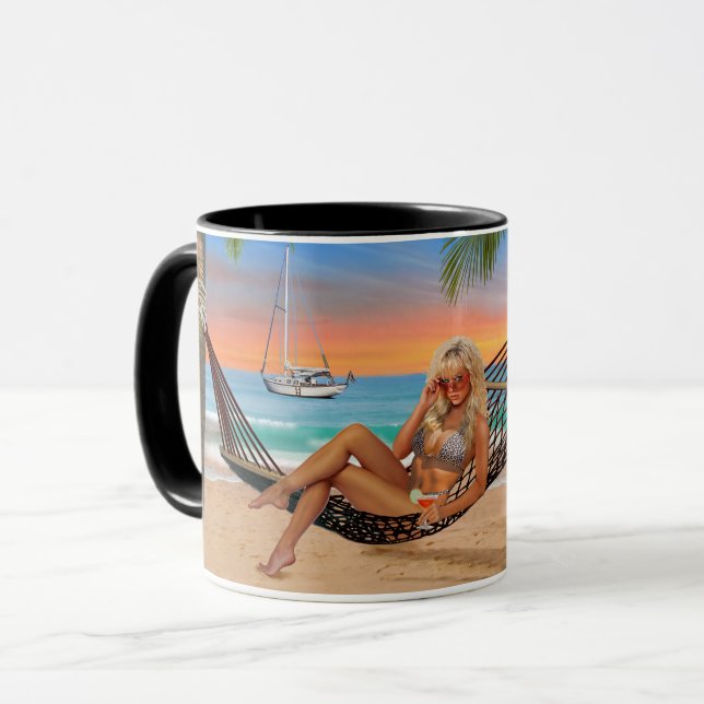 Mug Happy Hour sur la Plage (Devant gauche)