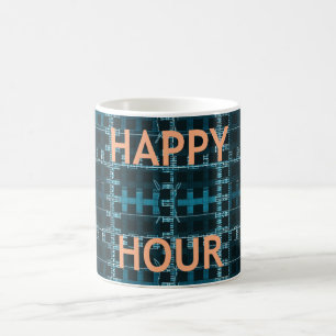 Mug Happy Hour Texte bleu Vector Art Imprimer