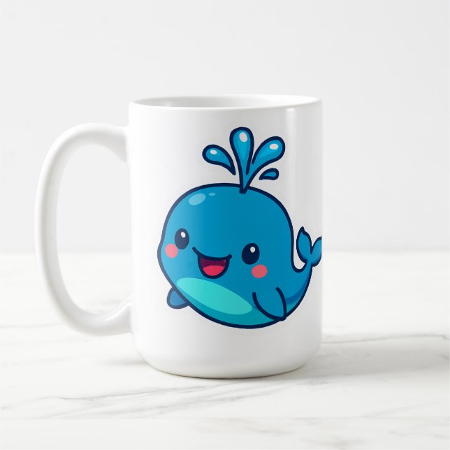 Mug Happy Kawaii Baleine Sticker - mignon ami Océan (Gauche)