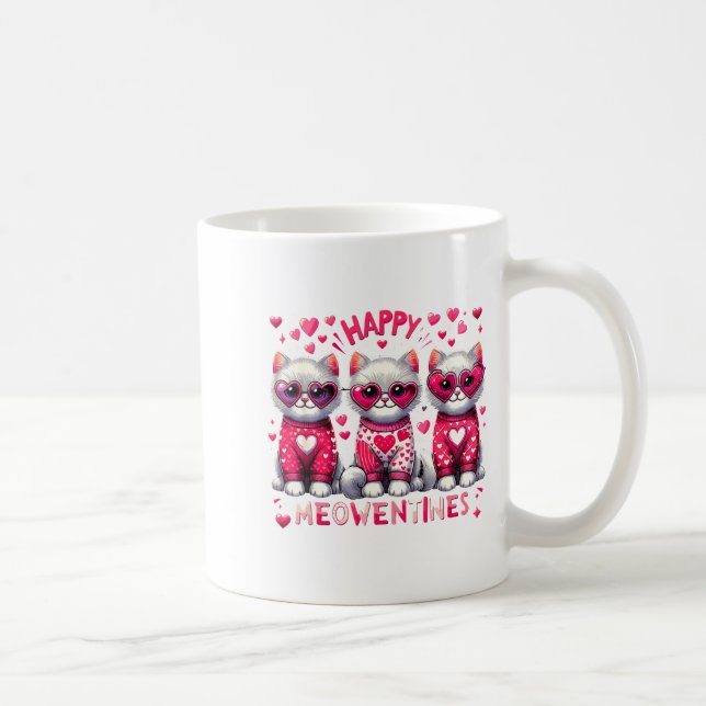Mug Happy Meowentines Cute Valentine Cats Love Cat Mem (Droite)