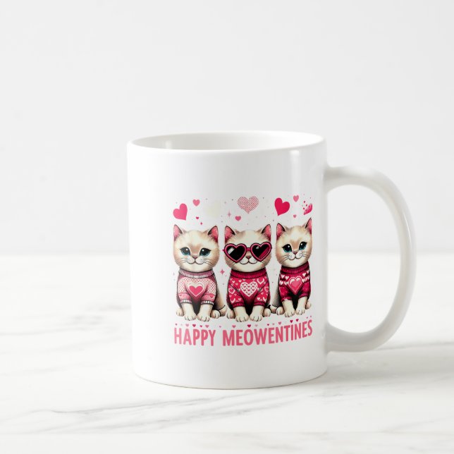 Mug Happy Meowentines Cute Valentine Cats Love Funny M (Droite)