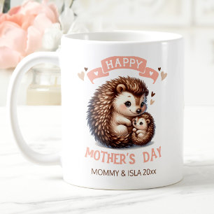 Mug Happy Mother's Day Cute Hedgehog Nom Texte