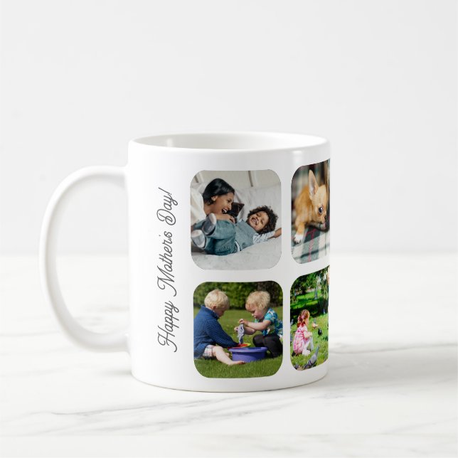 Mug Happy Mothers Day love you mom photo collage white (Gauche)