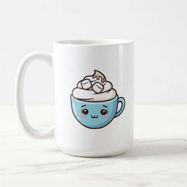 Mug "Happy Mug" Cute Chibi Boire Sticker/Épingle (Gauche)