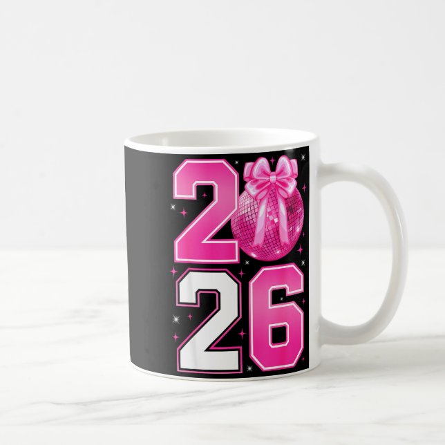 Mug Happy New Year 2026 Coquette Bow &amp; Disco Ball  (Droite)