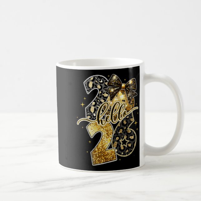 Mug Happy New Year 2026 Coquette Bow Golden Family Mat (Droite)