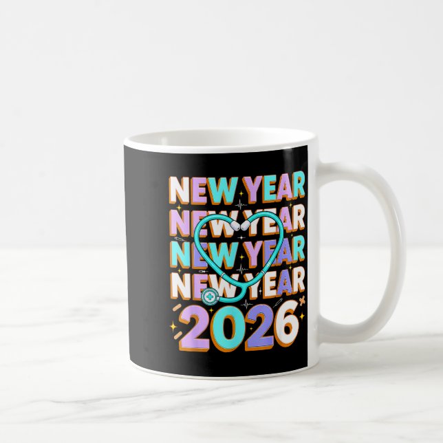 Mug Happy New Year 2026 Coquette Bows New Years Nurse  (Droite)