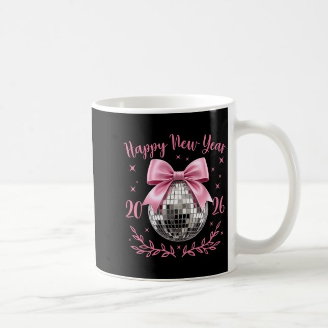 Mug Happy New Year 2026 Coquette Nk Bow Disco Ball Wom (Droite)