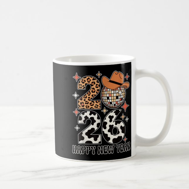 Mug Happy New Year 2026 Cowgirl Disco Ball Western Leo (Droite)