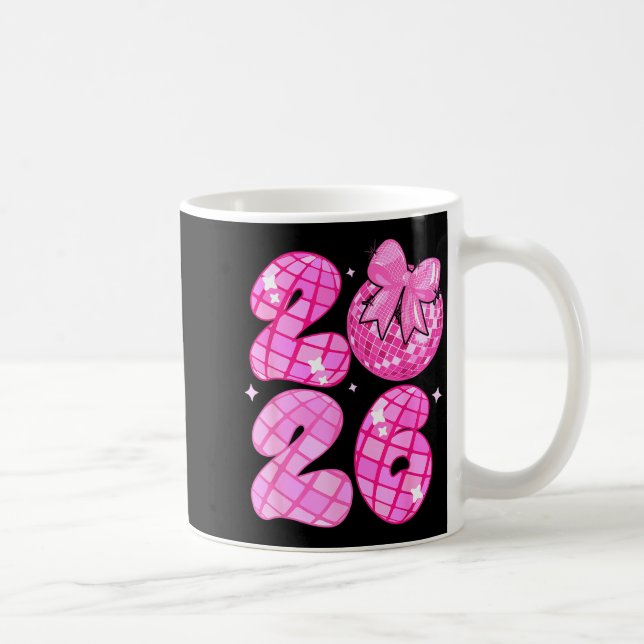 Mug Happy New Year 2026 Disco Ball Nk Coquette Bow Fam (Droite)