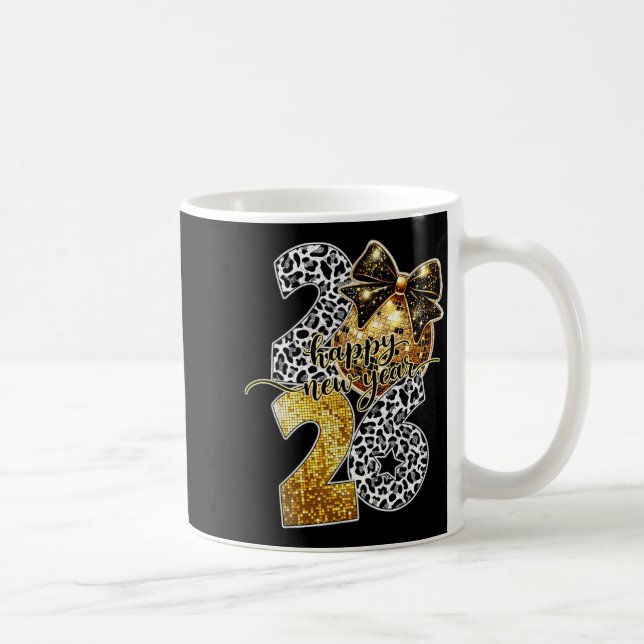 Mug Happy New Year Cute Gold Disco Ball Bow New Year's (Droite)