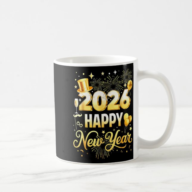 Mug Happy New Year Party 2026 Funny Balloon Family Mat (Droite)