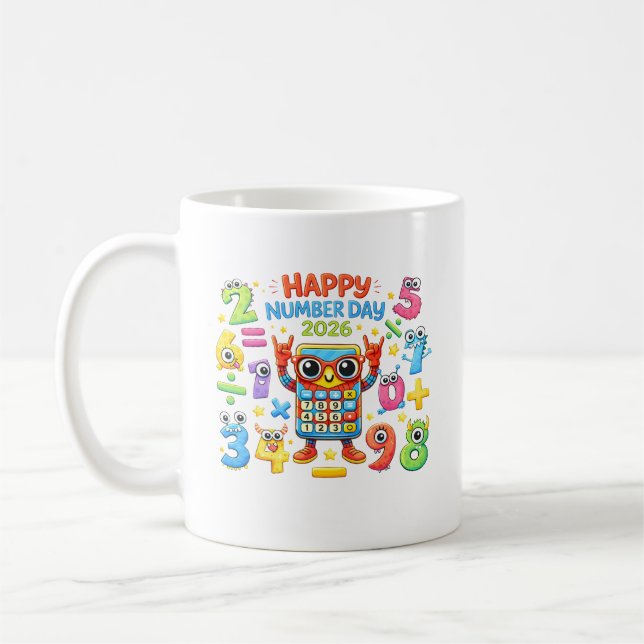 Mug Happy Number Day 2026 Calculator Math Design (Gauche)