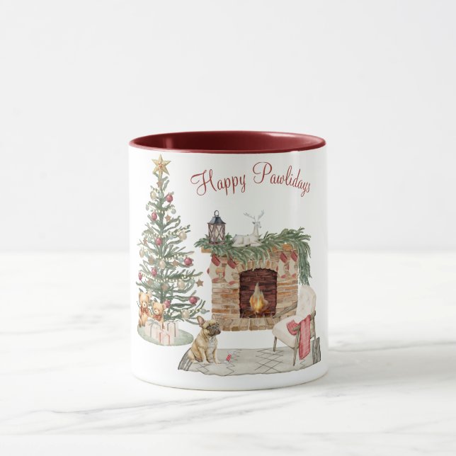Mug Happy Pawlidays Chien Design - French Bulldog (Centre)