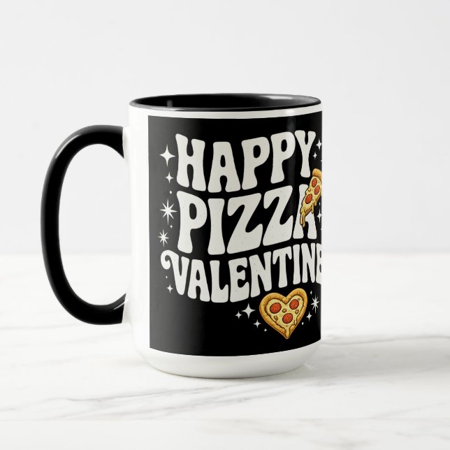 Mug Happy Pizza Valentine Funny Pizza Love Design (Gauche)