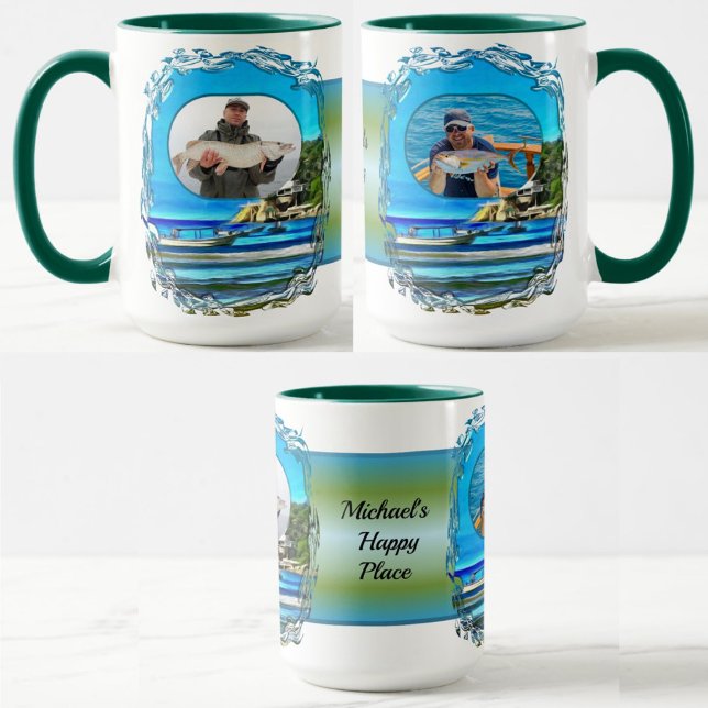 Mug Happy Place Mismaloya Bateaux de pêche 0346 (Créateur téléchargé)