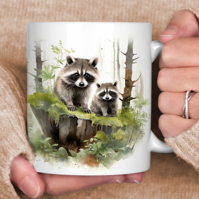 Mug Happy Raccoons Woodland Scène (Créateur téléchargé)