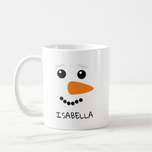 Mug Happy Snowman visage Nom personnalisé