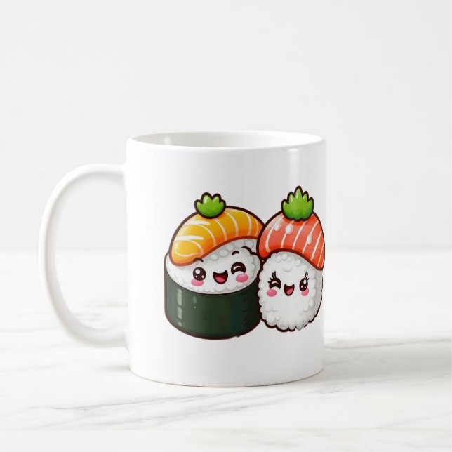 Mug Happy Sushi - Fun Kawaii Food Art (Gauche)