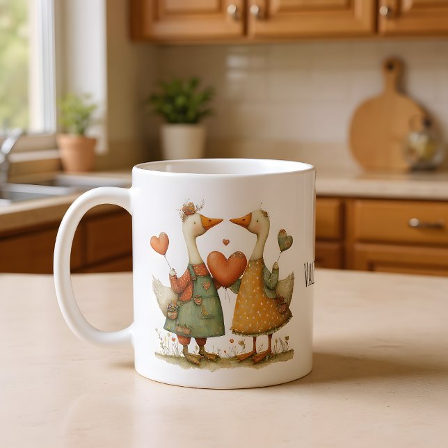 Mug Happy Valentine's Day Charming Geese (Créateur téléchargé)