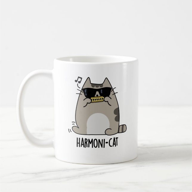 Mug Hari-cat Funny Harmonica Cat Pun (Gauche)