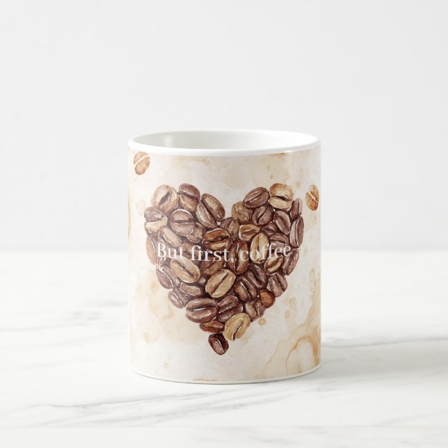 Mug Haricots De Café Crème D'abord Cœur (Centre)