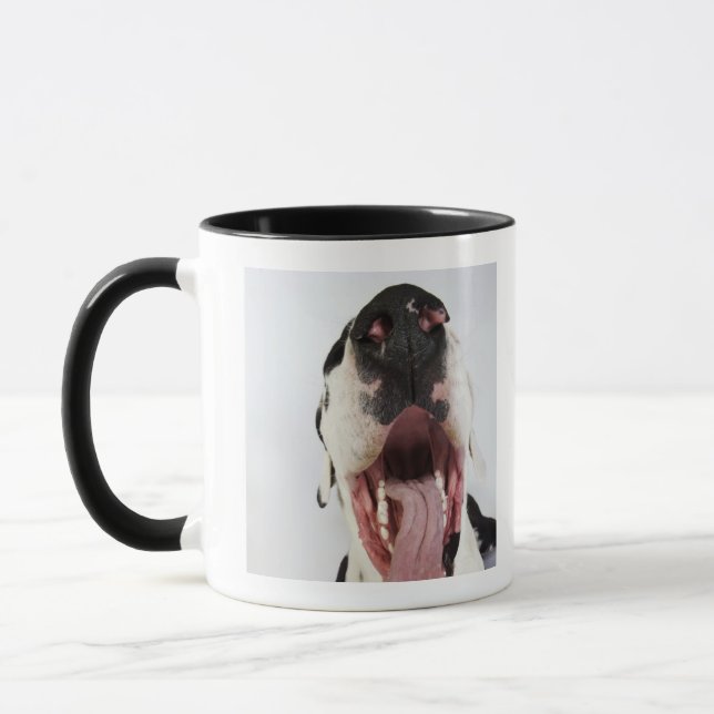 Mug Harlequin great dane avec la bouche ouverte, plan (Gauche)