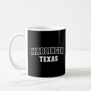 Mug Harlingen Texas Black White Athletic Lettres