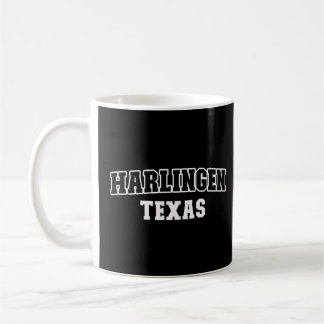 Mug Harlingen Texas Black White Athletic Lettres