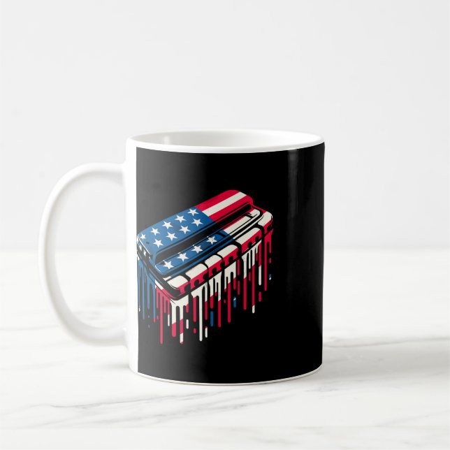 Mug Harmonica à gouttes de peinture Drapeau américain  (Gauche)
