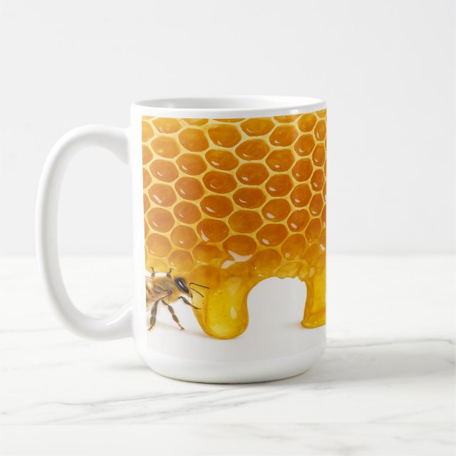 Mug Harmonie douce : abeilles et peigne de miel (Gauche)