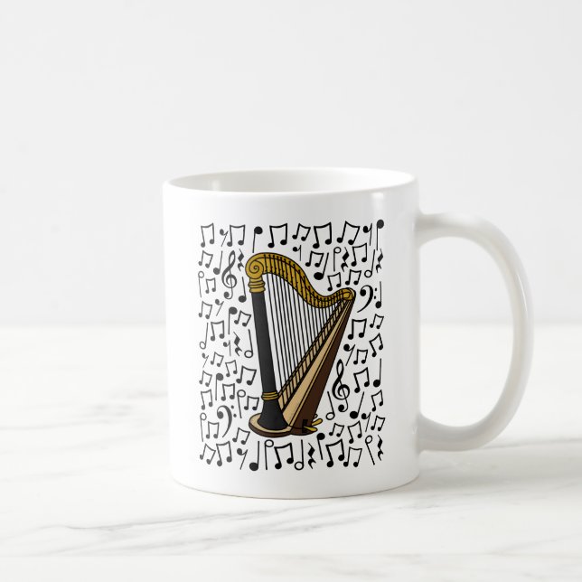 Mug Harpe Musical Notes, Harpist String Musician (Droite)