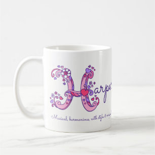 Mug Harper nom signifiant fleur cardiaque H monogramme