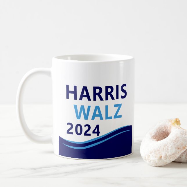 Mug Harris Walz 2024 pour le président Blue Wave (Avec donut)