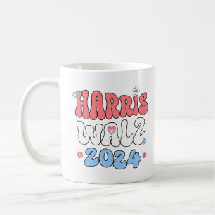Mug Harris Walz 2024 Retro Hippie Style