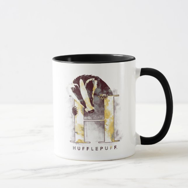Mug Harry Potter | HUFFLEPUFF™ Blaireau Aquarelle (Droite)