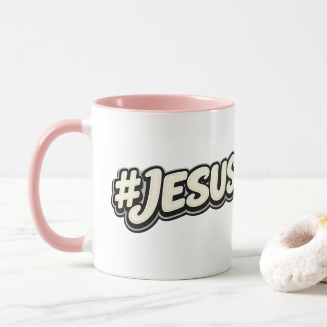 Mug Hashtag - JESUS - Chrétien (Avec donut)